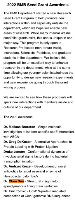 2022 BMB Seed Grant Awardees